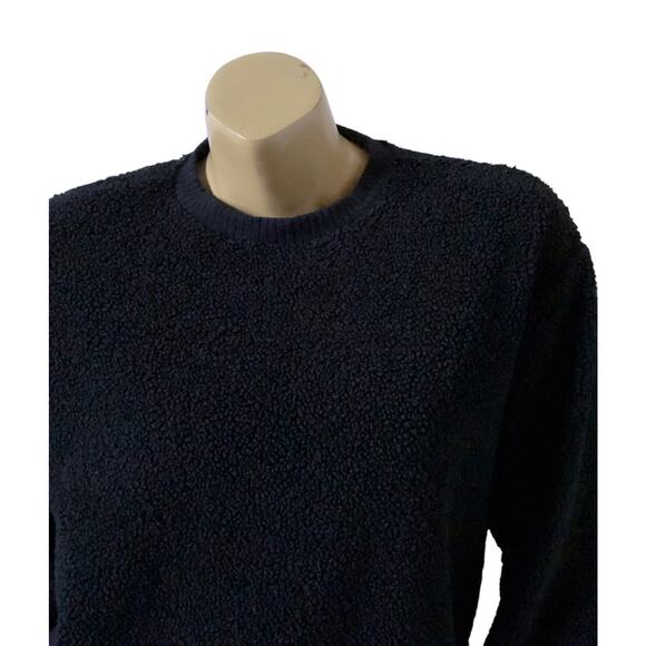 A NEW DAY Womens Size XS Black Crew Neck Sherpa Fleece Pullover Sweat Shirt - Picture 5 of 7